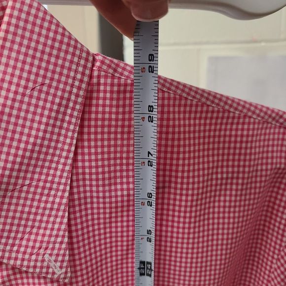 Lands End Pink Checkard Dress Shirt 16 neck - Picture 5 of 6